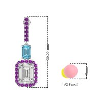 Emerald Cut Halo Dangle Earrings