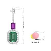 Emerald Cut Halo Dangle Earrings