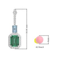 Emerald Cut Halo Dangle Earrings