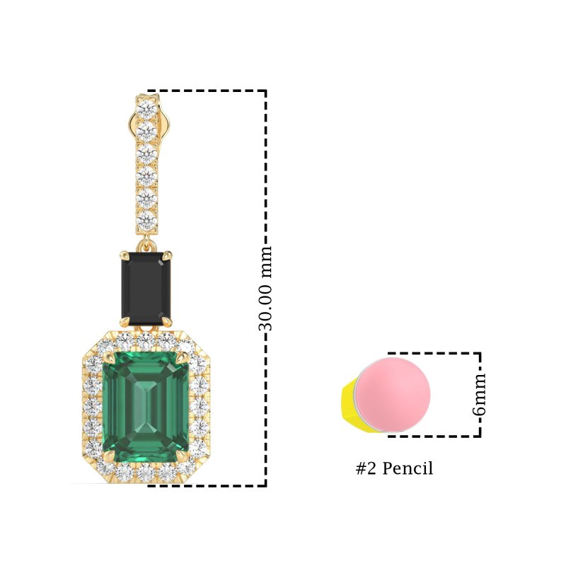Emerald Cut Halo Dangle Earrings