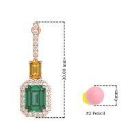 Emerald Cut Halo Dangle Earrings