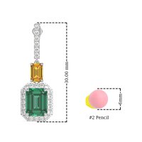Emerald Cut Halo Dangle Earrings