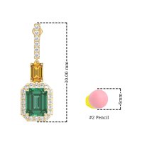 Emerald Cut Halo Dangle Earrings