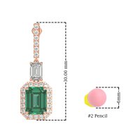 Emerald Cut Halo Dangle Earrings