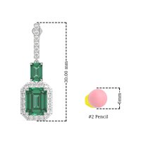 Emerald Cut Halo Dangle Earrings