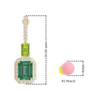 Emerald Cut Halo Dangle Earrings