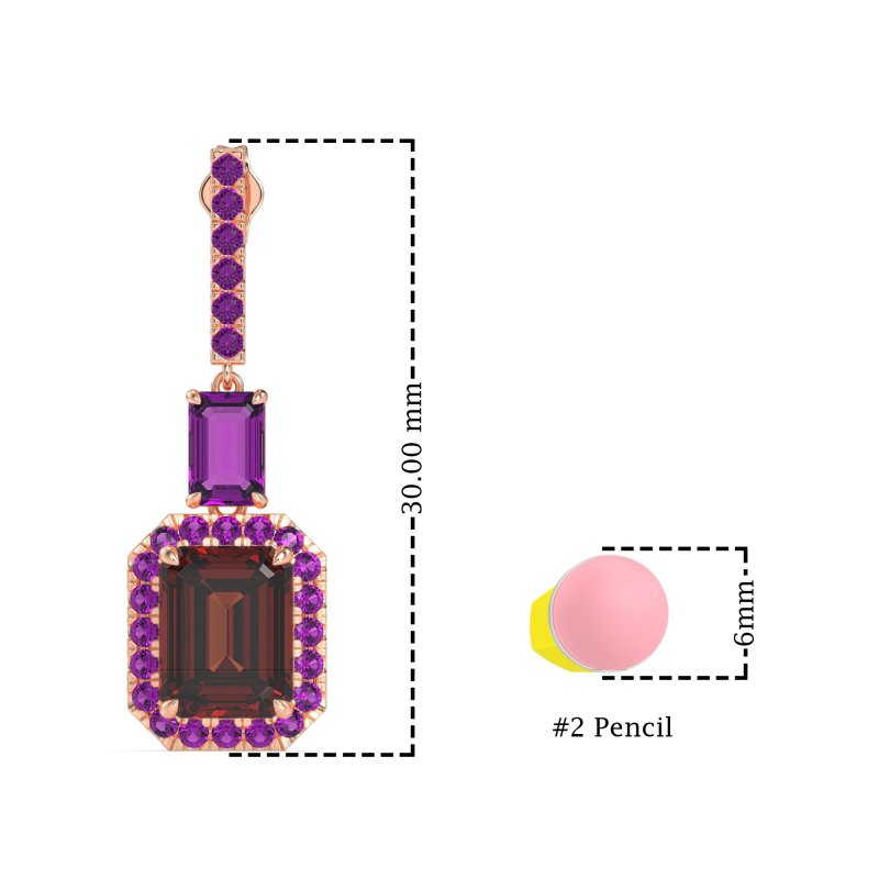 Emerald Cut Halo Dangle Earrings