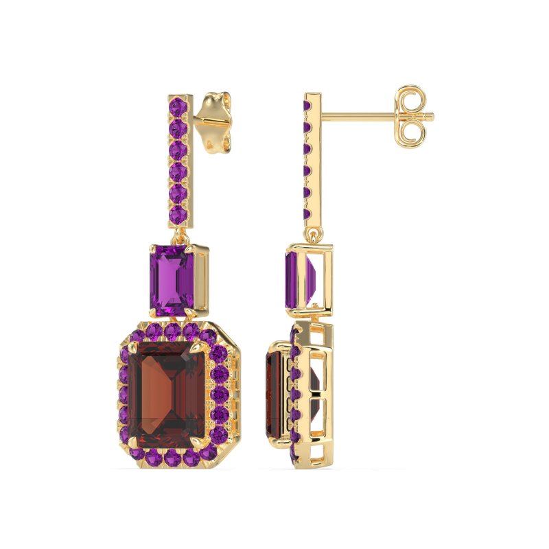 Emerald Cut Halo Dangle Earrings