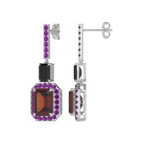 Emerald Cut Halo Dangle Earrings