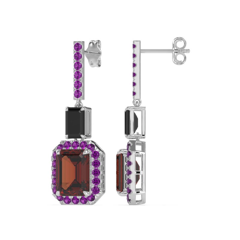 Emerald Cut Halo Dangle Earrings