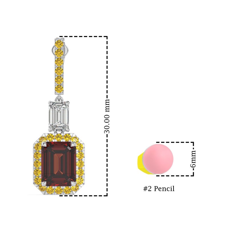 Emerald Cut Halo Dangle Earrings