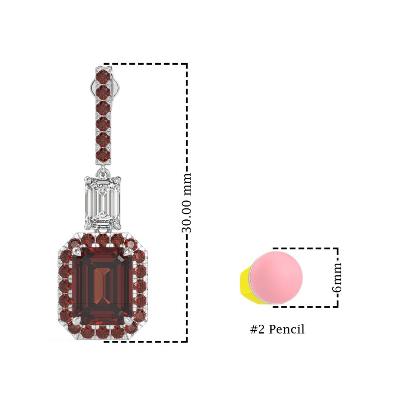 Emerald Cut Halo Dangle Earrings