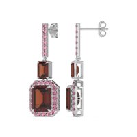 Emerald Cut Halo Dangle Earrings