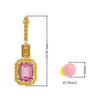 Emerald Cut Halo Dangle Earrings