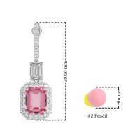 Emerald Cut Halo Dangle Earrings