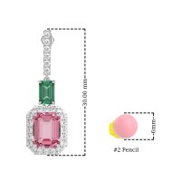 Emerald Cut Halo Dangle Earrings