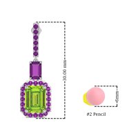 Emerald Cut Halo Dangle Earrings