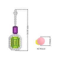 Emerald Cut Halo Dangle Earrings