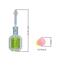 Emerald Cut Halo Dangle Earrings