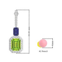 Emerald Cut Halo Dangle Earrings