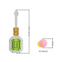 Emerald Cut Halo Dangle Earrings