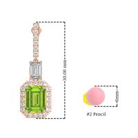 Emerald Cut Halo Dangle Earrings
