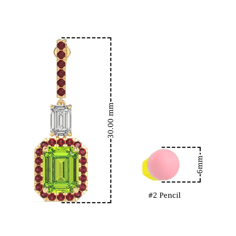 Emerald Cut Halo Dangle Earrings