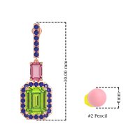 Emerald Cut Halo Dangle Earrings