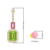 Emerald Cut Halo Dangle Earrings
