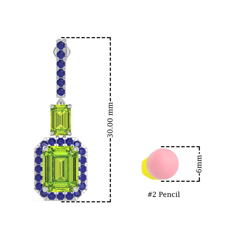 Emerald Cut Halo Dangle Earrings