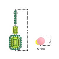 Emerald Cut Halo Dangle Earrings