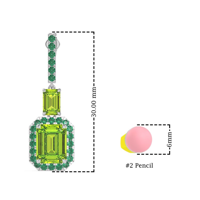 Emerald Cut Halo Dangle Earrings