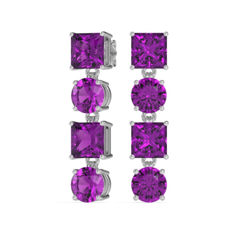 Princess & Round Dangle Earrings