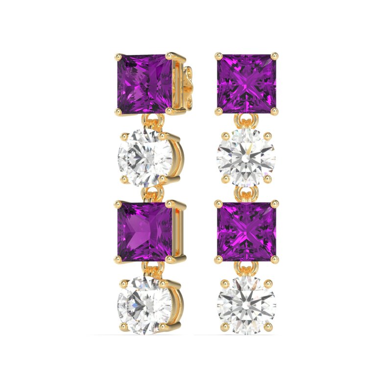 Princess & Round Dangle Earrings