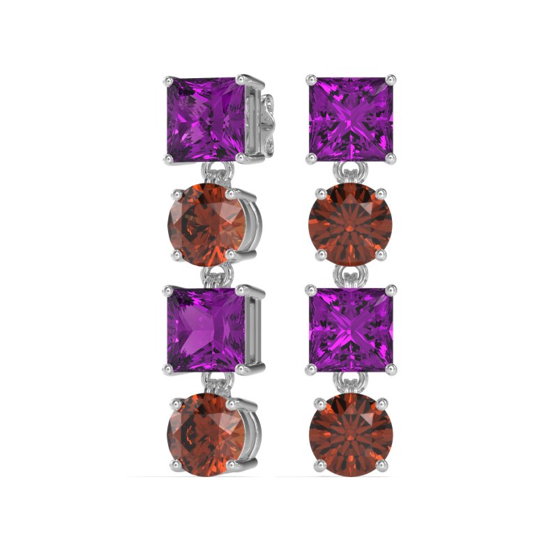 Princess & Round Dangle Earrings