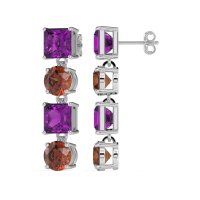 Princess & Round Dangle Earrings