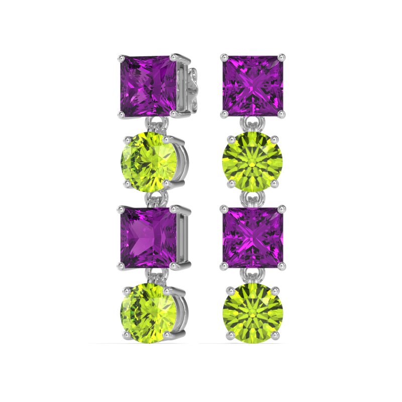 Princess & Round Dangle Earrings