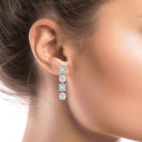 Princess & Round Dangle Earrings