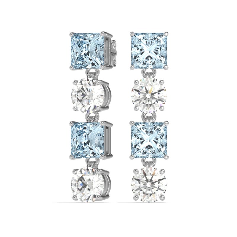 Princess & Round Dangle Earrings