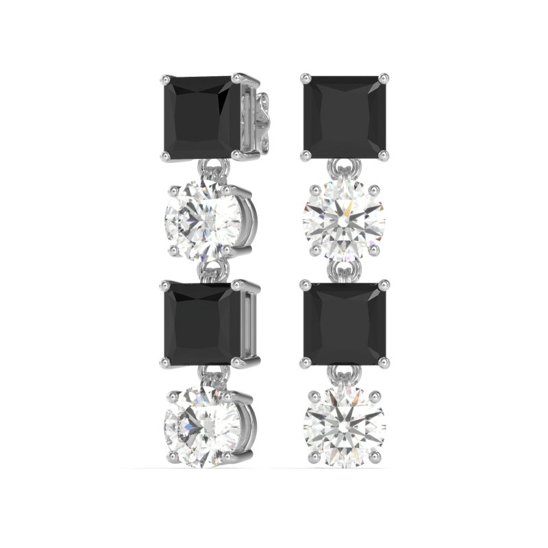 Princess & Round Dangle Earrings