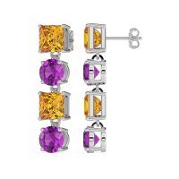 Princess & Round Dangle Earrings