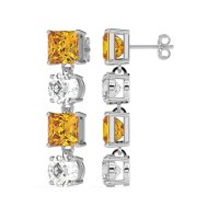 Princess & Round Dangle Earrings