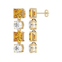 Princess & Round Dangle Earrings