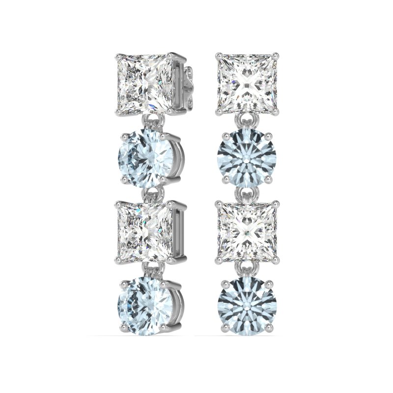 Princess & Round Dangle Earrings