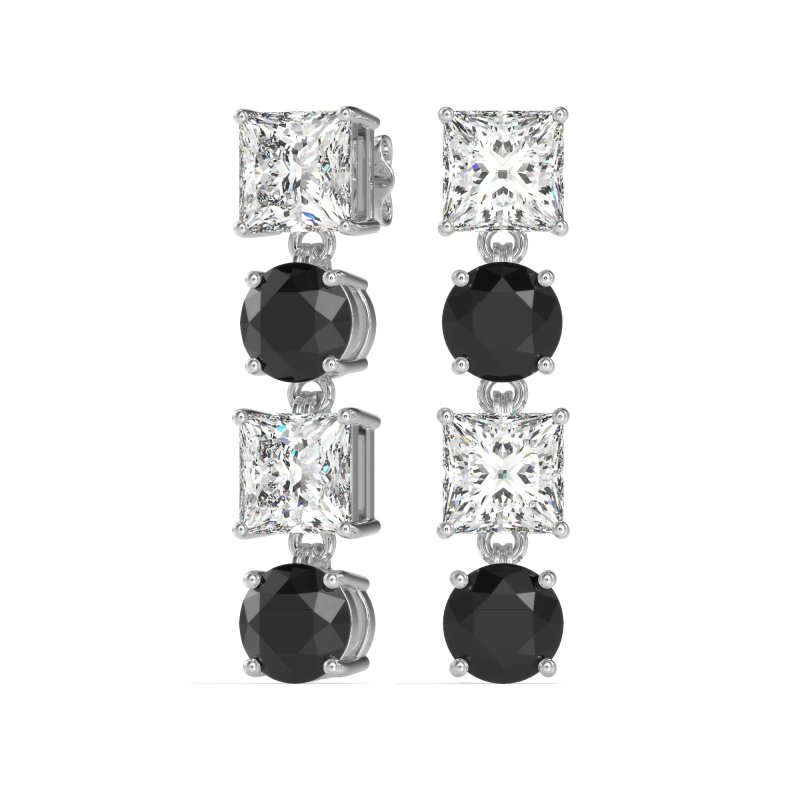 Princess & Round Dangle Earrings