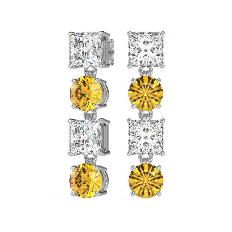 Princess & Round Dangle Earrings