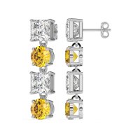 Princess & Round Dangle Earrings