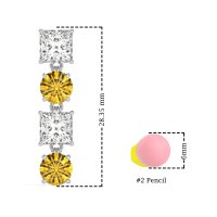 Princess & Round Dangle Earrings