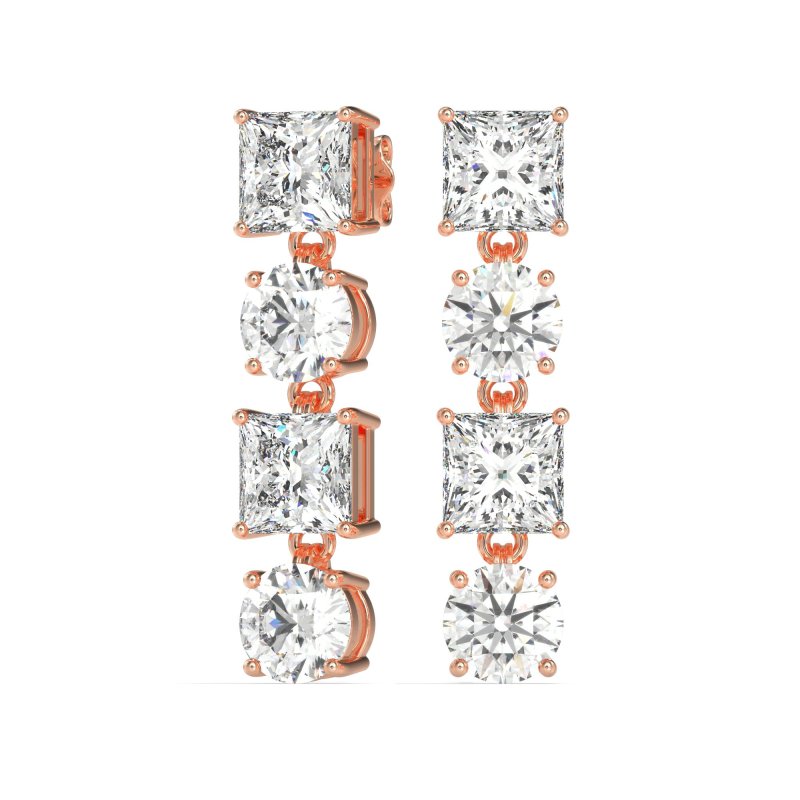 Princess & Round Dangle Earrings