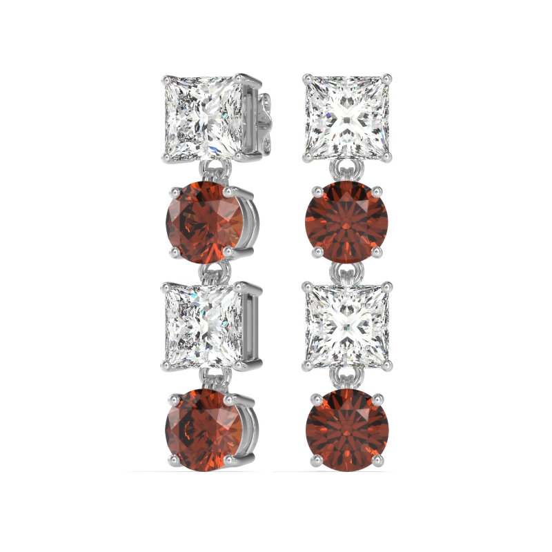 Princess & Round Dangle Earrings